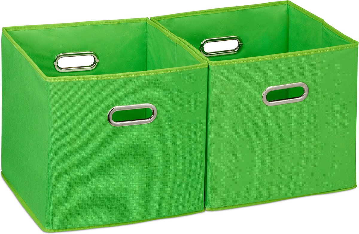 Relaxdays 12 x opbergbox stof - opvouwbaar - opbergmand - 30 cm - kast organizer – beige